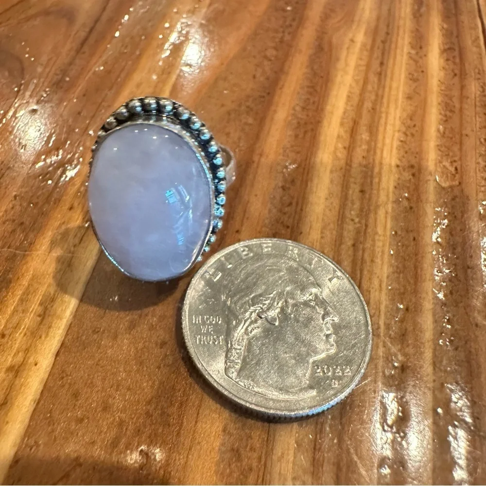 2107 Chic Silver and White Moonstone Gemstone Ring
